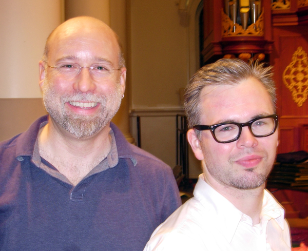 Composer Brian Wilbur Grundstrom with Maestro Seth Bedford, Artistic Director of the Queer Urban Orchestra