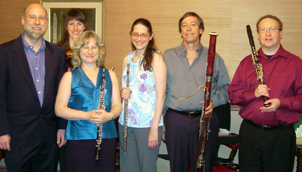 Composer Brian Wilbur Grundstrom with Baltimore Symphony members Gabrielle Finck, Jane Marvine, Marcia K�mper, David Coombs and William Jenken 