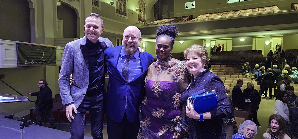 Maestro Jeffrey Dokken, Composer Brian Wilbur Grundstrom, Soprano Indra Thomas and Barbara Beninato with the Rome Symphony Orchestra